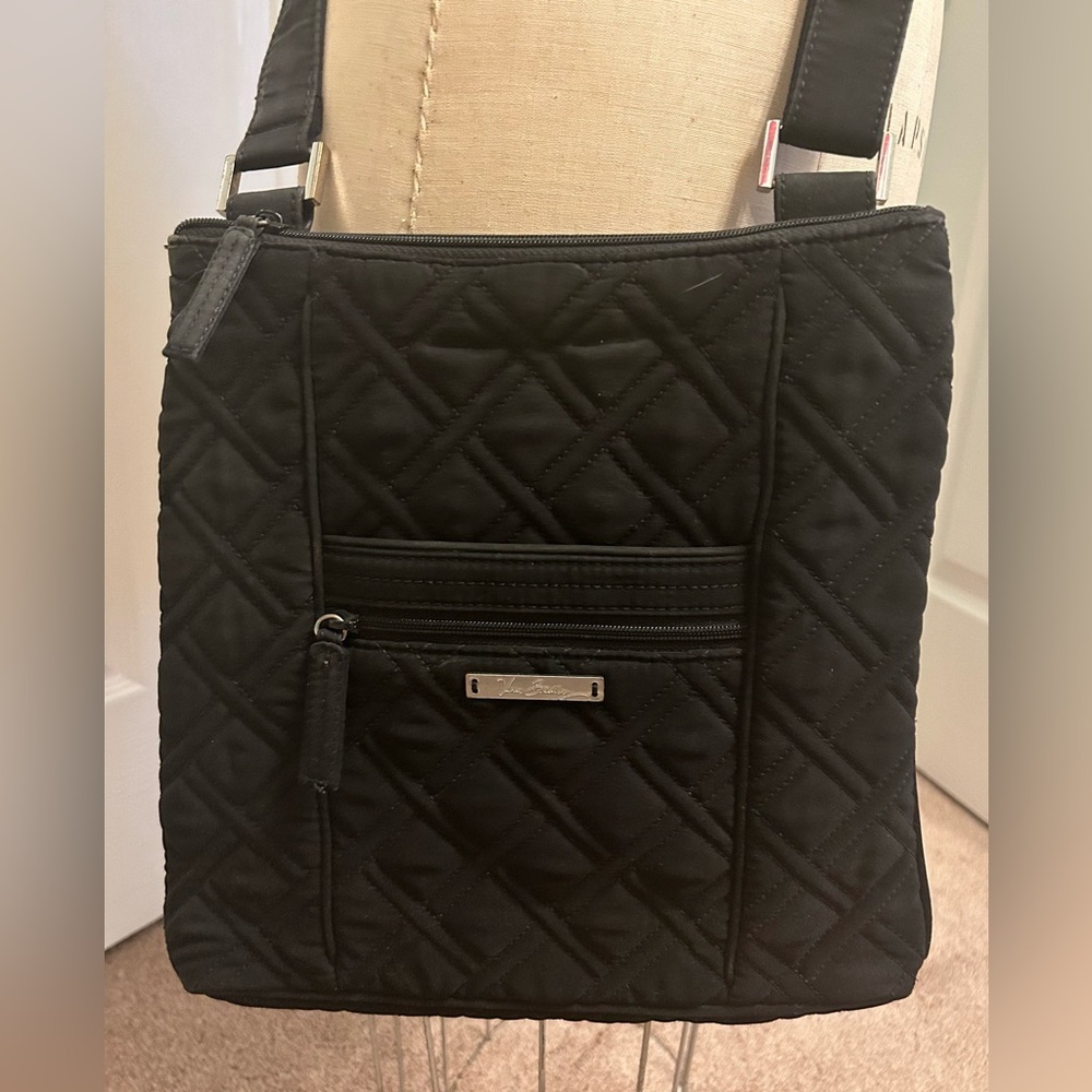 Vera Bradley Top Zip Black Quilted Crossbody Bag